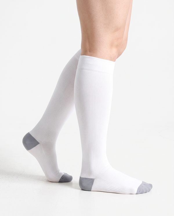 Bamboove Essential Bamboo Compression Socks - White / Grey by Bamboove, bamboo compression socks