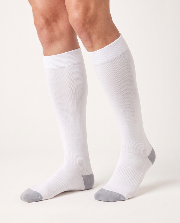 Bamboove Essential Bamboo Compression Socks - White / Grey by Bamboove, bamboo compression socks