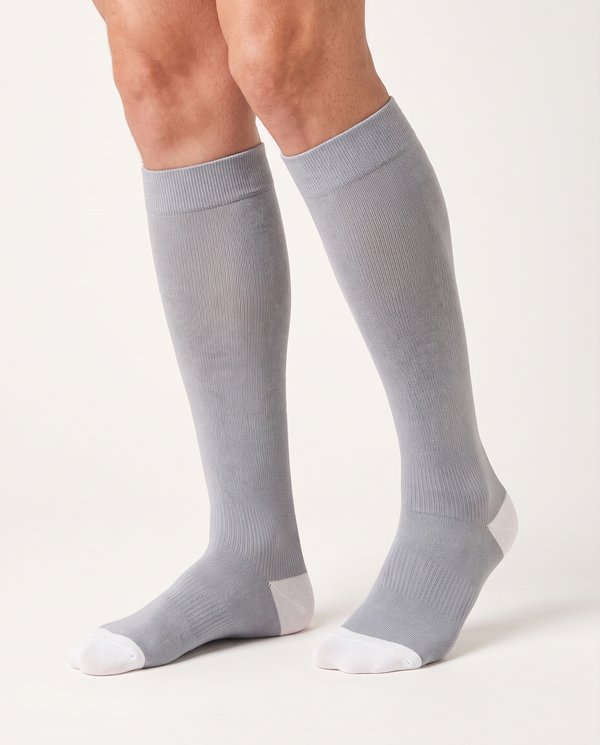 Bamboove Essential Bamboo Compression Socks - Light Grey / White by Bamboove, bamboo compression socks